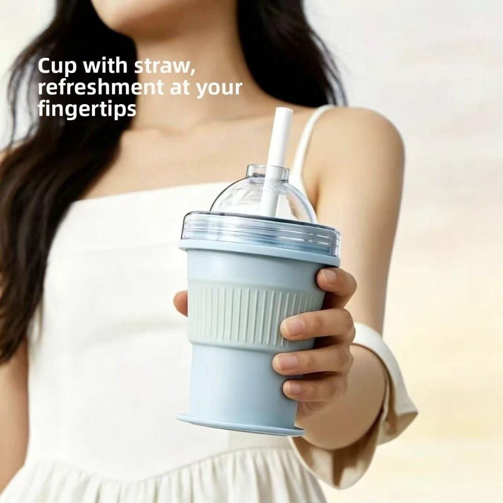 Leak-proof Silicone Ice Ball Cup Built-in Straw 2-in-1 Travel Mug  Summer Outdoor