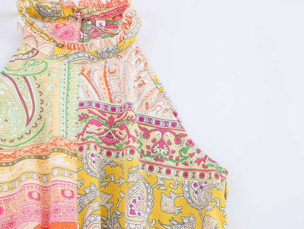 2025 Spring Women's European & American Style Stand-Up Collar Irregular Waist Long Dress