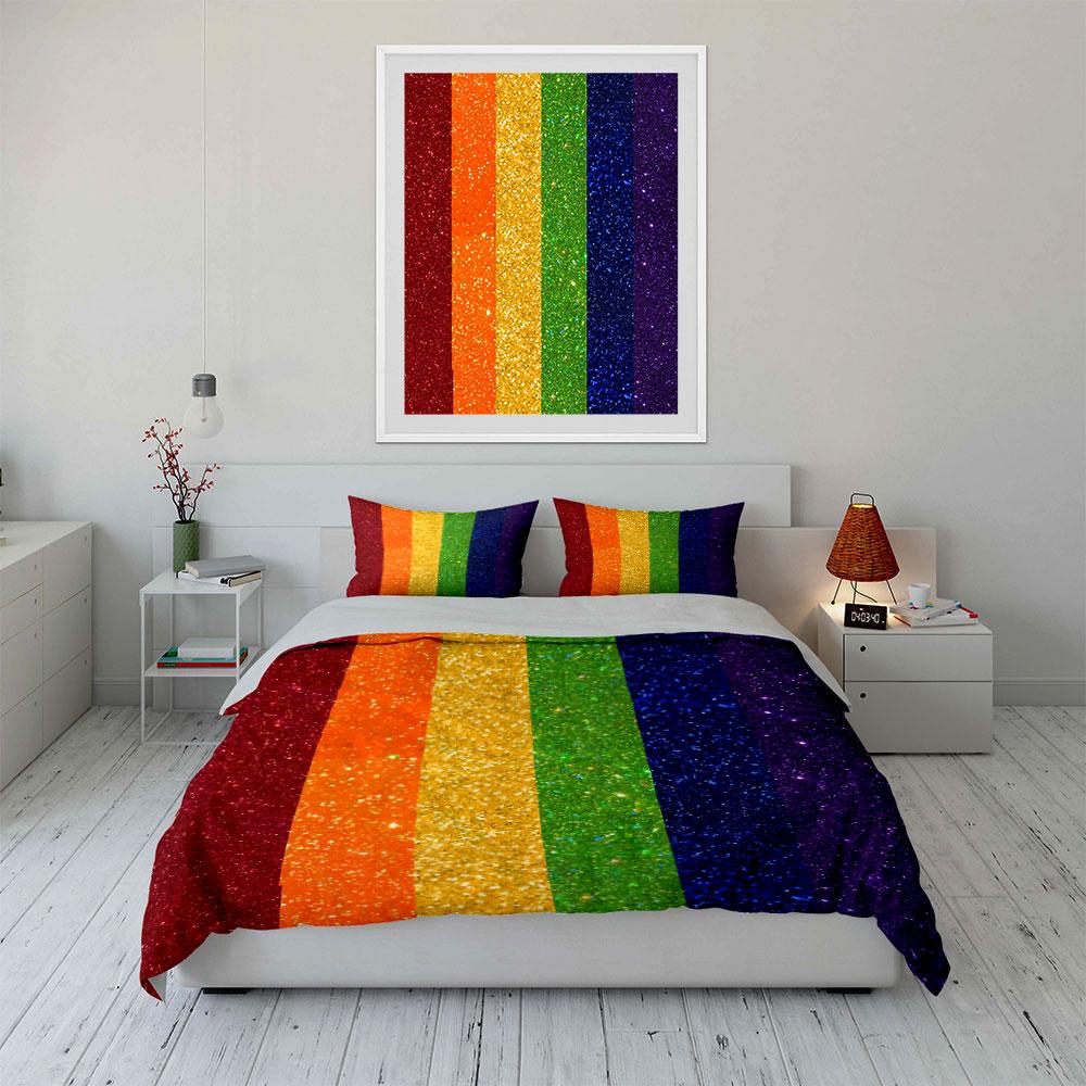 Regenbogen Glitzer Bettwäsche Set Bettwäsche Bettbezug Set Bettbezug Kissenbezüge (1 * Bettbezug 2 * Kissenbezüge, ohne Bettdecke)