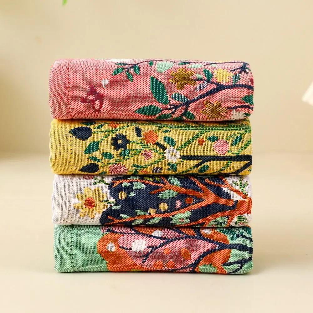 4pcs Quick Dry Pastoral Style Hand Towel 4 Layer Cotton Gauze Kitchen Towel  Restaurant