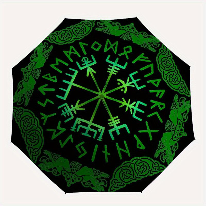 Viking Vegvisir Compass Umbrella, Portable 3-Fold Umbrella for Men & Women,Christmas Gift ES165