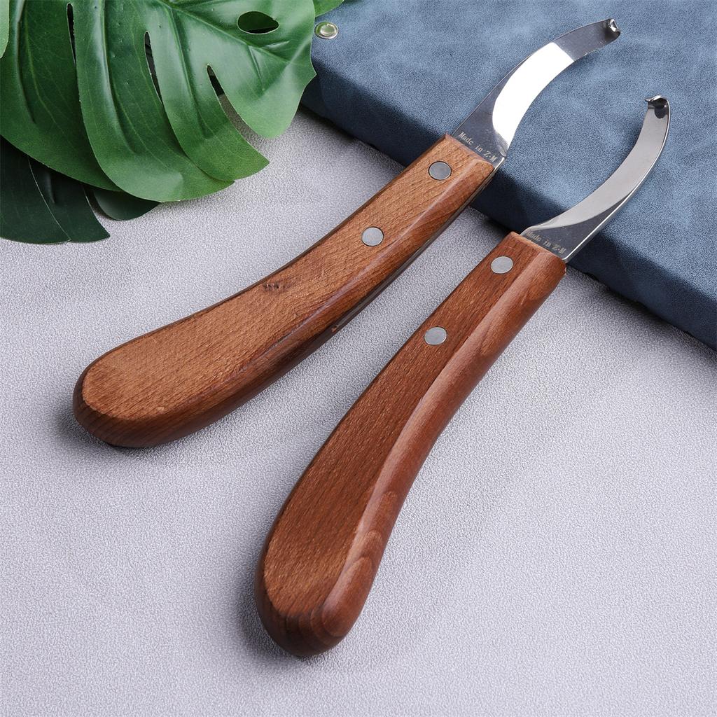 1Pc Horse Hoof Knife With Wooden Handle Stainless Steel Cutter Multi-functional Right/Left Hand Cattle Donkey Foot Pruning Tools