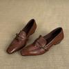 Vintage British Style Women's Flats Fashionable Retro Thick Heel Loafers Autumn Winter Low Top Flat Women's Shoes