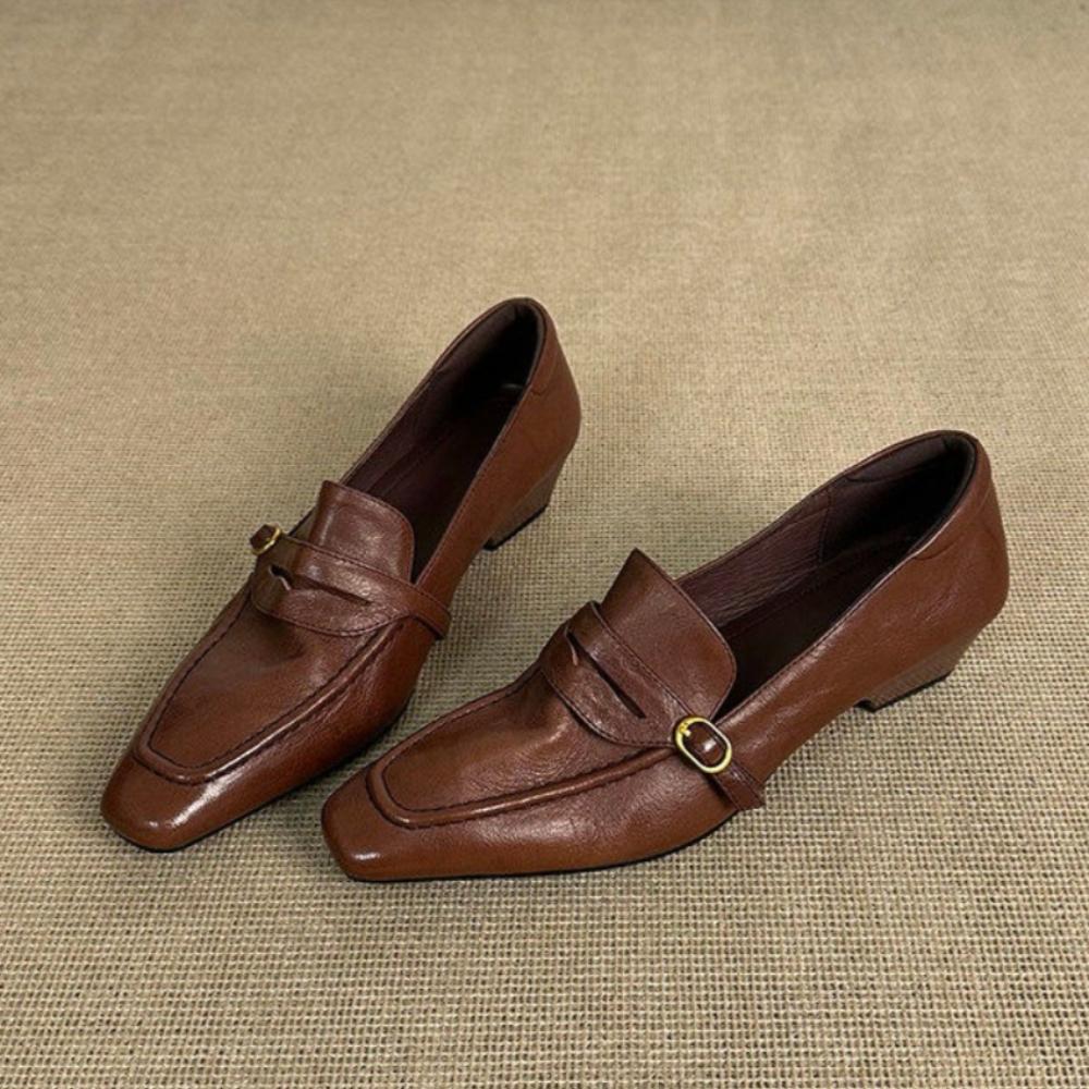 Vintage British Style Women's Flats Fashionable Retro Thick Heel Loafers Autumn Winter Low Top Flat Women's Shoes
