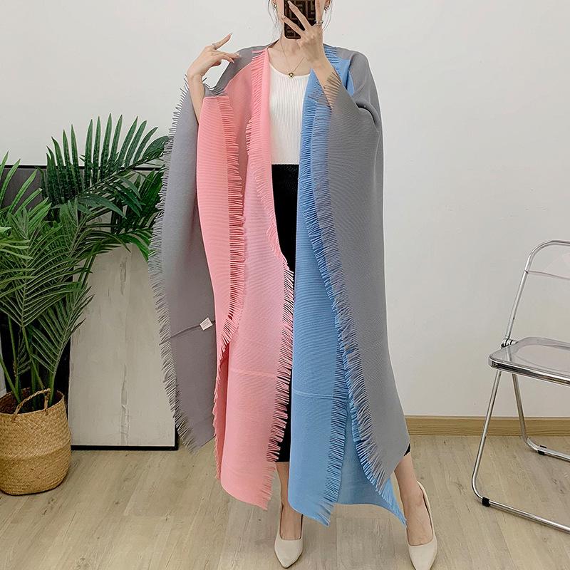 2024 Plus Size Women's Color Block Tassel Cardigan Trench Coat – Dubai & Middle East Style