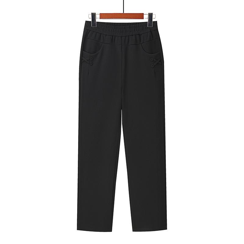 Warm High-Waist Velvet Pants for Middle-Aged and Elderly Women - Autumn/Winter Straight-Leg Style