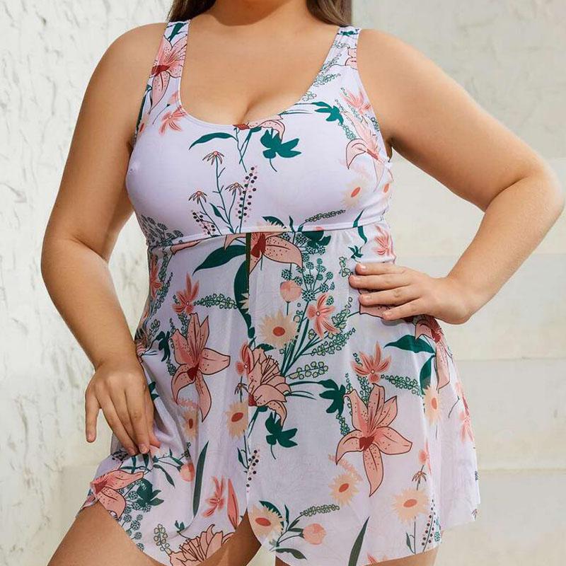 בגדי ים סקסיים עם הדפס פרחוני במידות גדולות לנשים בגד ים פוש-אפ שמלת בגד ים עם סדק וחוף