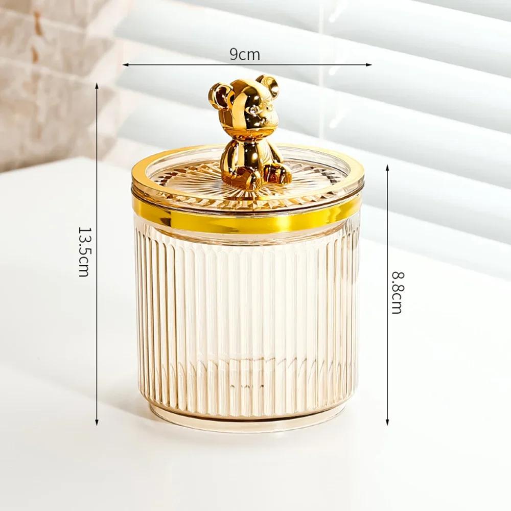 Cute Bear Cotton Swab Storage Box Cotton Pad Holder Cosmetics Jewelry Bathroom Qtip Makeup Container Lipstick Organizer Box