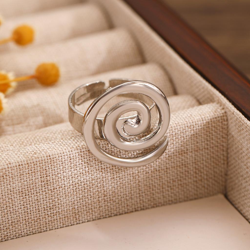 Minimalist Opening Vortex Ring for Women Stainless Steel Jewelry 18 K Metal Geometric Circle Rings Trendy Party Gift Waterproof