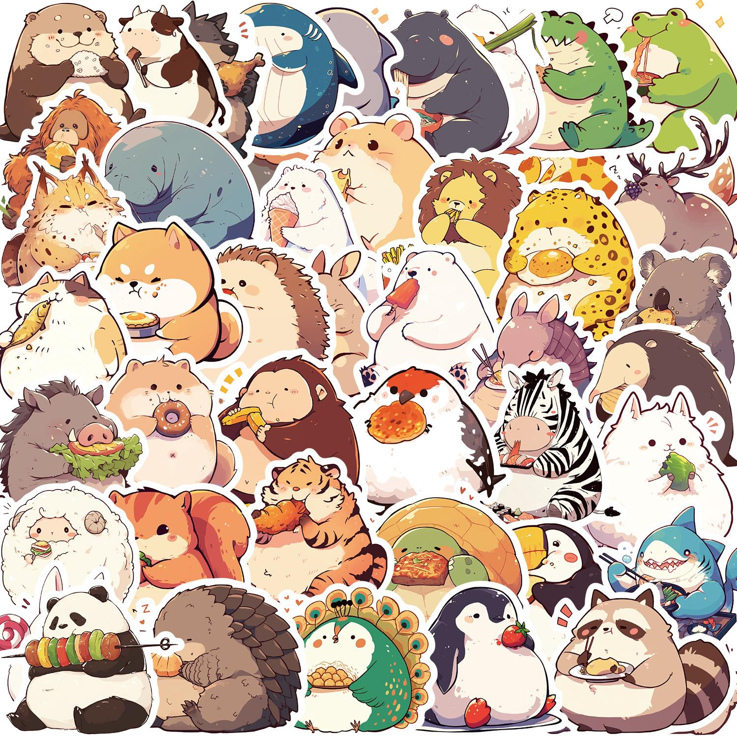 

50 Мультяшных Наклеек Граффити с Толстой Едой и Животными Декоративные Гитара Ноутбук Чемодан Сделай Сам Водонепроницаемые