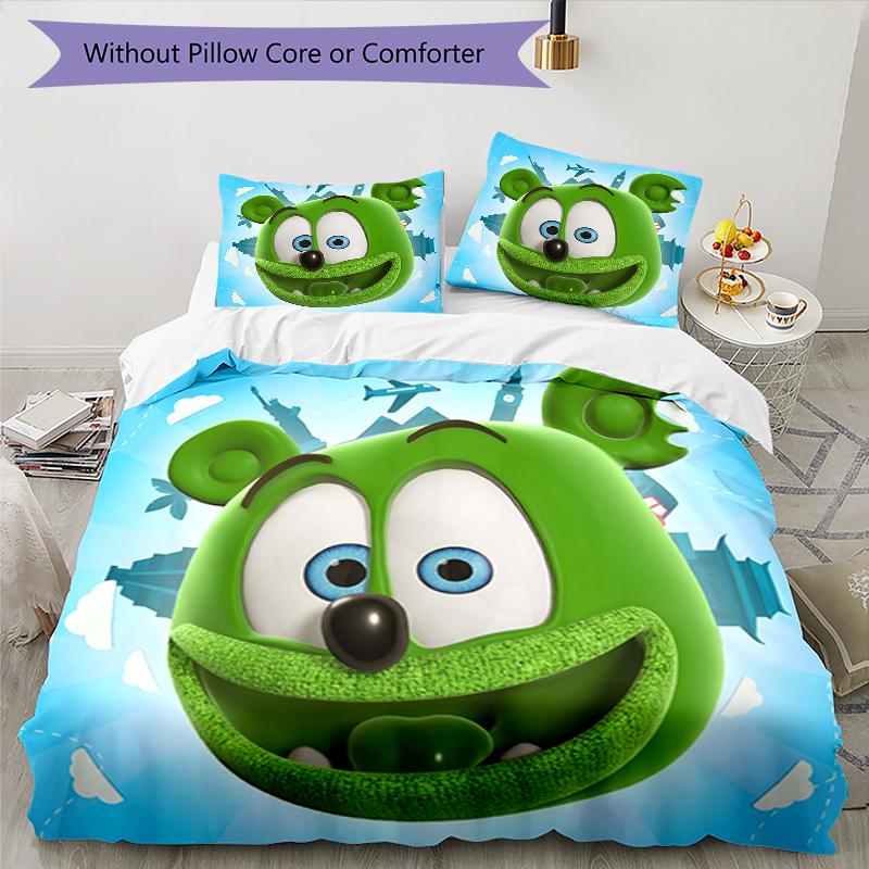 3pcs Gummy Bear1 Design Cover Set - HD Printed Bedding with 1 Cover and 2 Pillowcases - Perfect for Home and Dorm Decor