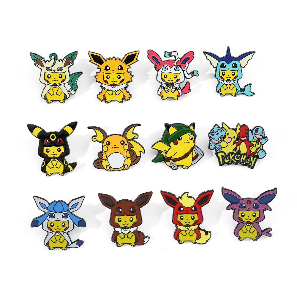 Anime Pokémon Emaille-Anstecker für Rucksäcke Niedliche Pikachu Gengar Glurak Broschen Metall Emaille Abzeichen Pins Pokemon Sammlung Geschenk