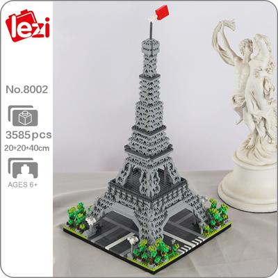 8002 World Architecture francja paryż wieża eiffla Model 3D DIY Mini diamentowe klocki cegły zabawka do budowania dla dzieci bez pudełka!
