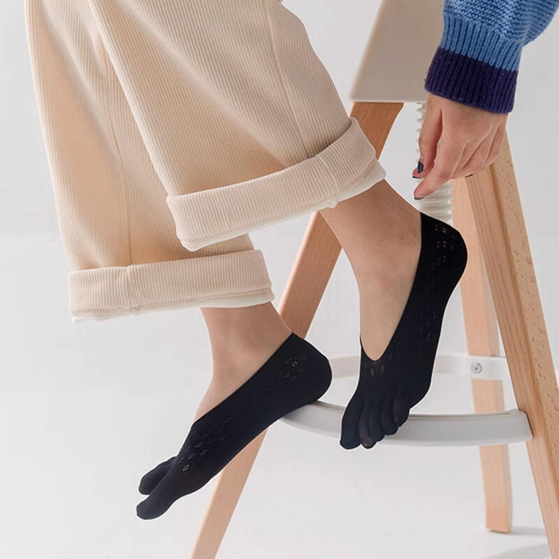 Bian Women's Toe Fake Socks Stockings See-through Slippers
