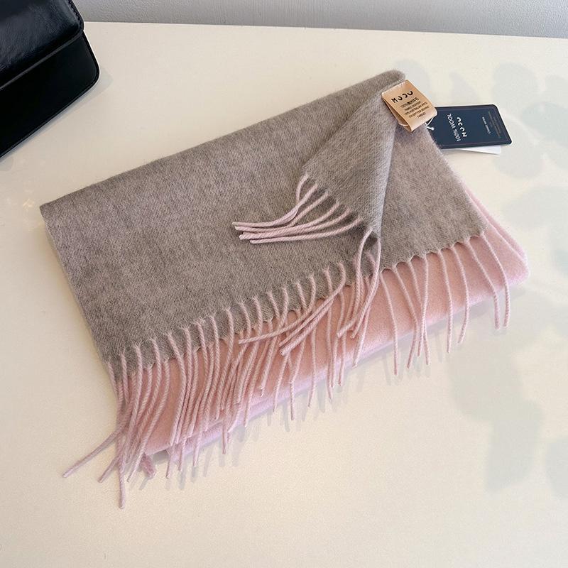 Tassel Color Matching Wool Scarf Double-sided Shawl Dual-purpose Couple Outer Warm Scarf Winter