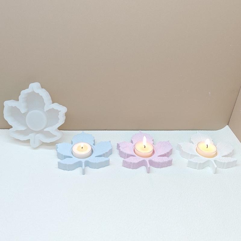 Maple Leaf Candle Holder Mold DIYs Candlestick Silicone Mould Aromatherapy Plaster Gypsum Cement Craft Home Decorations