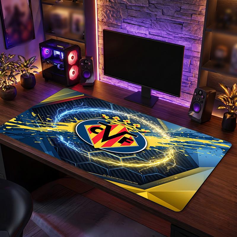 Villarreal FC Theme Pattern Mouse Pad, Soccer Logo Design XXL Gaming Desk Mat Non-Slip Computer Mouse Pad