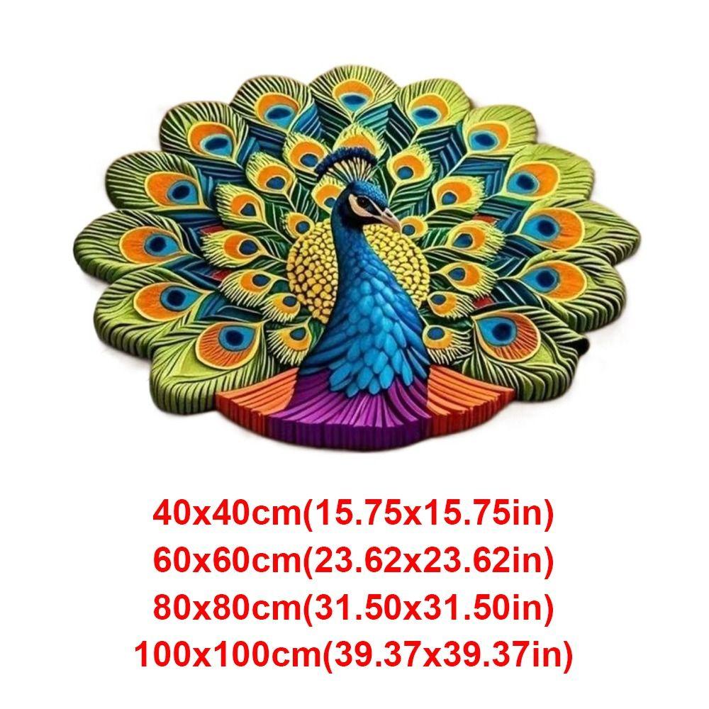 Soft Peacock Carpet Non-slip Bathroom Floor Mat Portable Blanket  for Living Room Tea Table Bedside