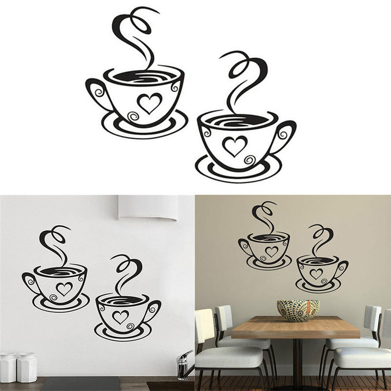 Kávové šálky Kavárna Čaj Samolepky na zeď Umění Vinylová nálepka Kuchyně Restaurace Hospoda Dekor