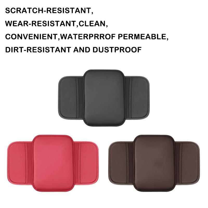 Car Center Console Protector Cover Upgraded Armrest Box Cushion Arm Rest Mat with Side Storage Pocket PU Leather Car Accessories