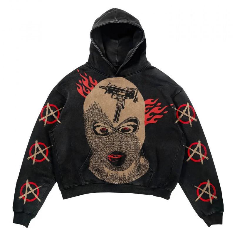 Mens Casual Hooded Sweatshirt 3D Skull Print Loose Fit Long Sleeve Winter Top Teens