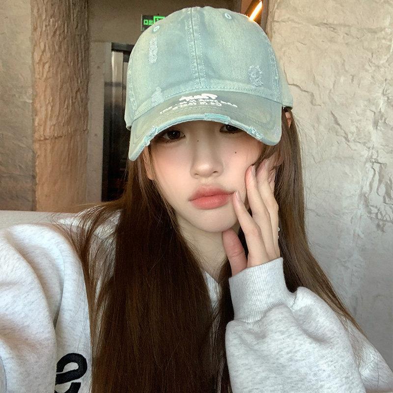 Vintage Style Cotton Baseball Cap With Embroidered Letters For Women Spring Summer Sun Protection