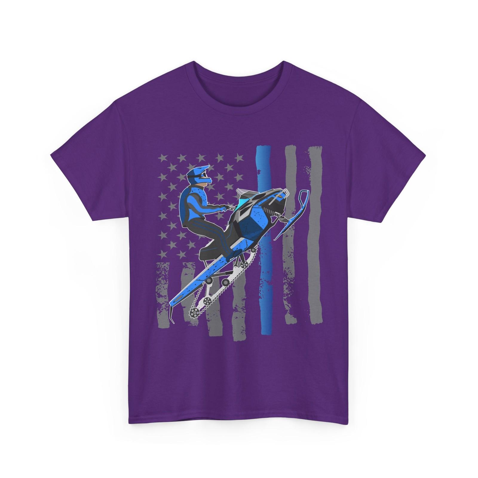 Snowmobiler American Flag Shirt, Snowmobiling Winter Sports Lovers T-Shirt S