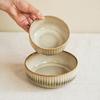 Embossed Vertical Rice Bowl Kiln-Changed Ceramic Bowl Household Salad Bowl Noodle Bowl Round Small Bowl Minimalist Tableware