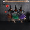 Halloween Witch Ornament Decoration Soft Cloth Gauze Skirt Mini Broom Stuffed Doll Hanging Festival Figurine Pendant Gift Idea