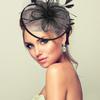 GALPADA Black Mesh Fascinator Hat for Women Vintage Wedding Bride Hat Decoration with Plume Flower Headband, Tea Party and Banquet Special Occasion