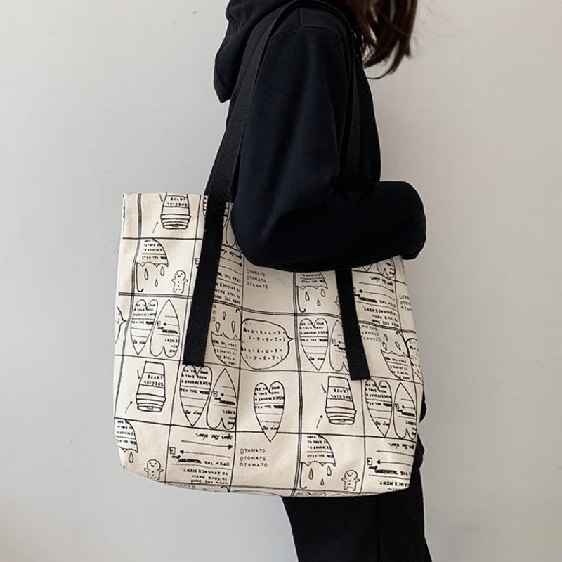 Neue Damen-Canvas-Großtasche im College-Stil mit großer Kapazität