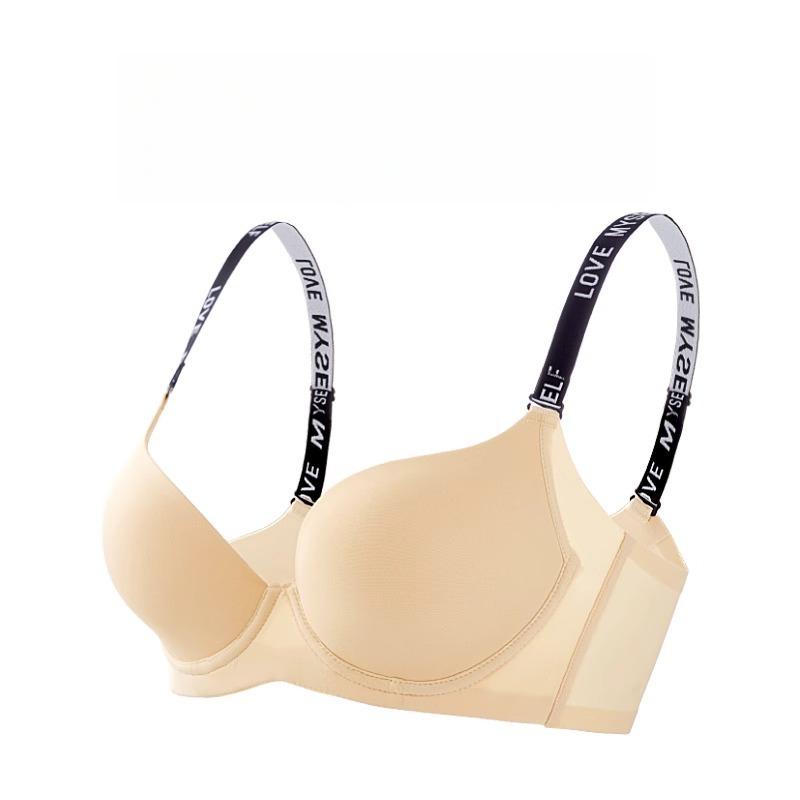 Seamless Lingerie Women's Soft Steel Rims Thin Bra Anti-sagging Full-cup Fashionable Letter Bra Push Up Bra