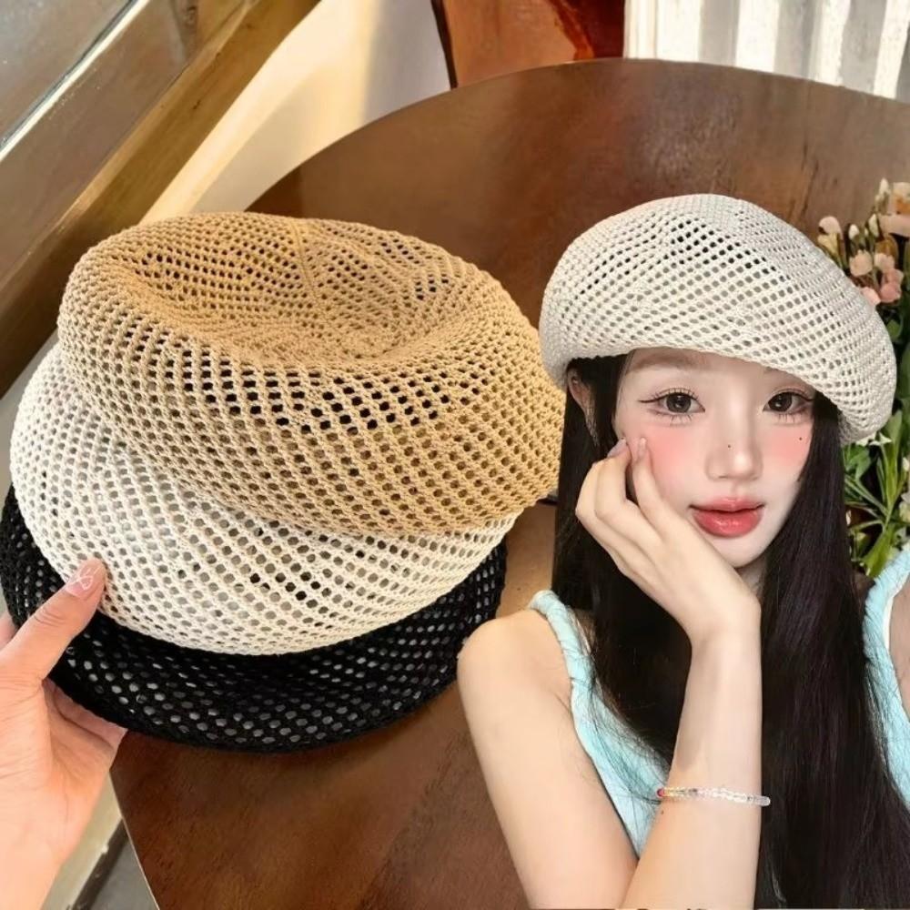 Hollow Out Beret Caps Straw Woven Painter Hat New Sunscreen Hat