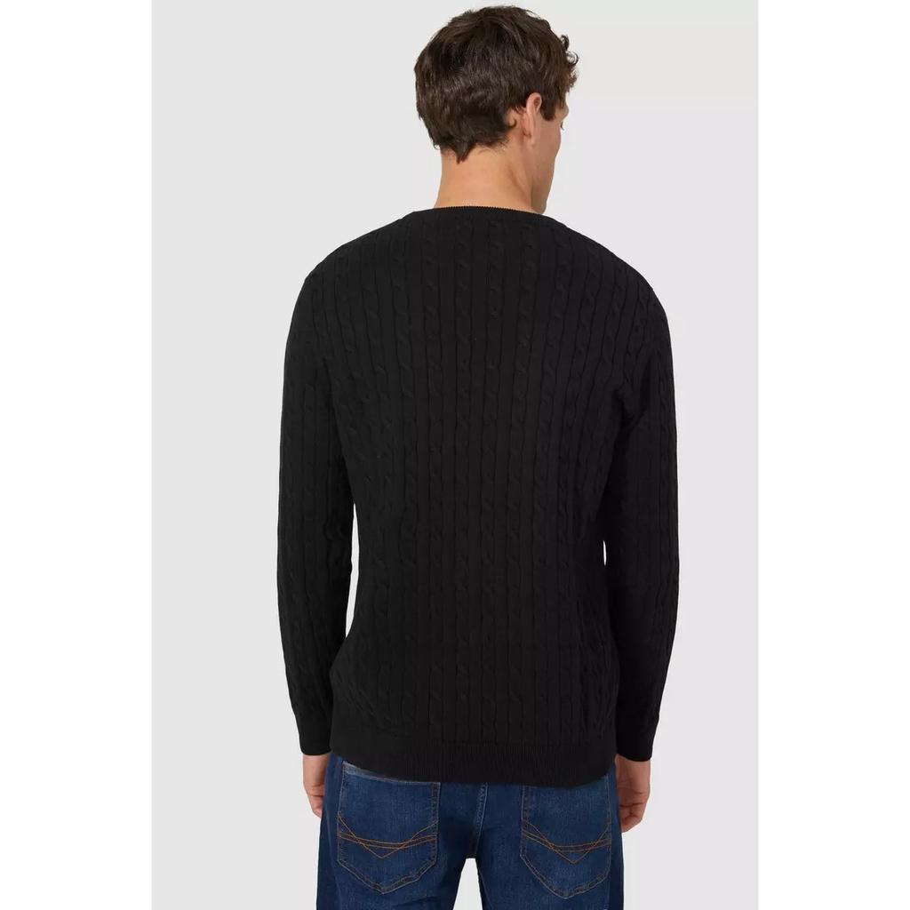 Maine Mens Cable Cotton Crew Neck Sweatshirt