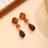 Water Drop Earrings, with Amber Gradient Design, Durable Alloy Retro Elegant Style Jewelry for Women