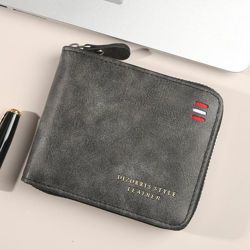 Schoolbag Men's Wallet Short 1011 New Solid Color Youth Simple Triple Fold Wallet Multifunctional Student Zipper Change Bag