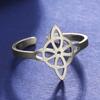 Dawapara Witch Knot Ring for Women Stainless Steel Adjustable Finger Rings Celtics Quaternary Witchcraft Good Luck Amulet