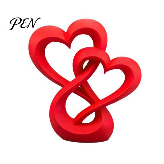 Intertwined Hearts Sculpture Figurine, 3D Printed Love Statue, Table Living Room Display Decor Centerpiece for Wedding Romantic Gift Couples