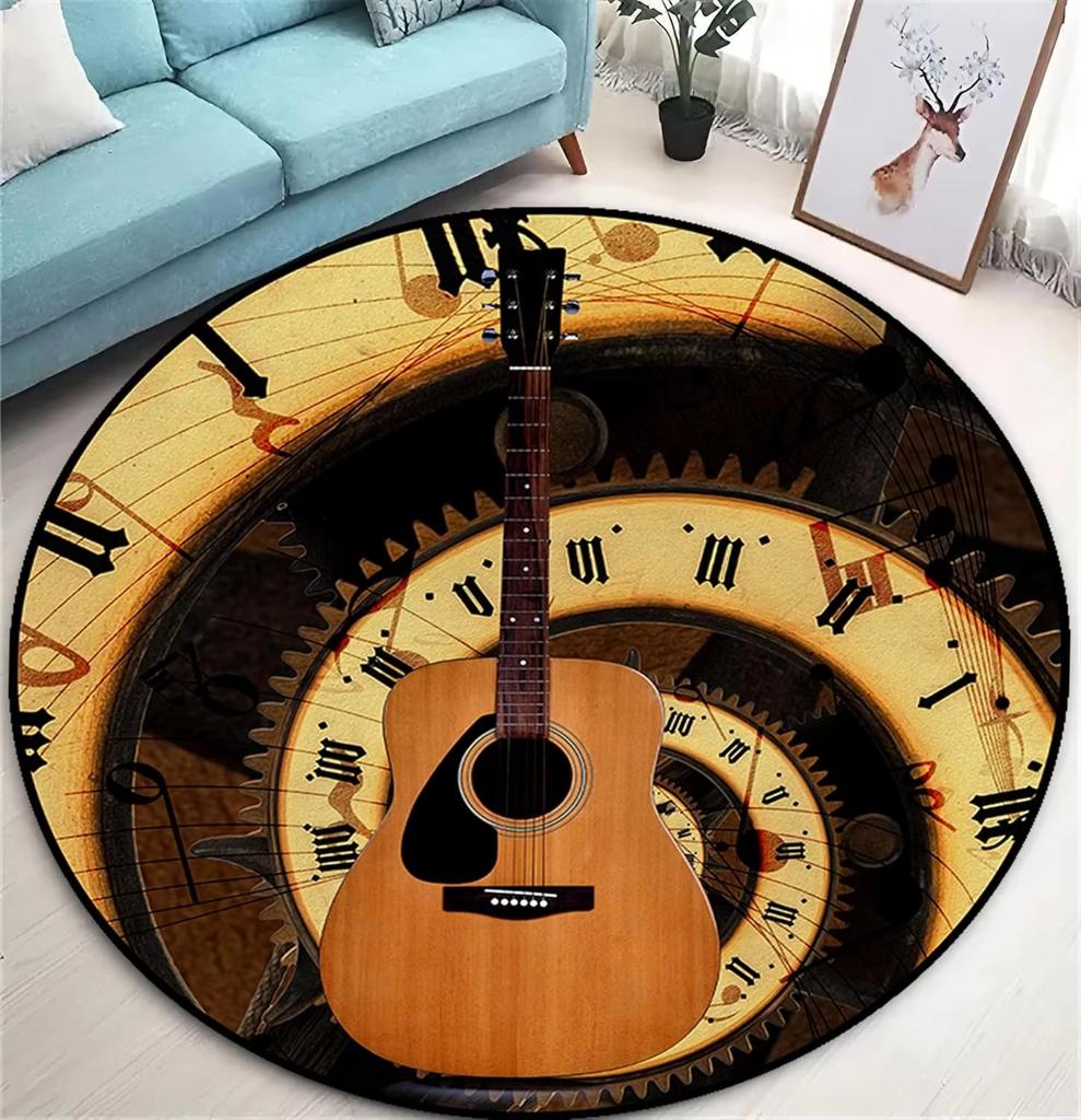 CD Musical Round Carpet Living Room Decoration Teenager Mat Anti Slip Chair Cushion Round Rugs for Bedroom Music Design Rug