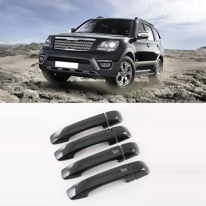 For Kia MOHAVE ABS Carbon Fiber Door Handle Cover Trim Decorator Sticker Exterior Accessories