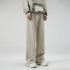 Spring, Summer and Autumn A-shaped Sweatpants Rice Apricot Tide Brand Loose Straight Splicing Elastic Drape Casual Pants for Men and Women