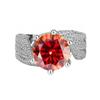 Elegante Anello Lusso Full Diamond con Zirconia Rossa Granato da 3 Carati per Donna