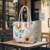 Sunflower Printed Tote Bag Casual Large Capacity Shoulder Handbag for Women Daily Use
