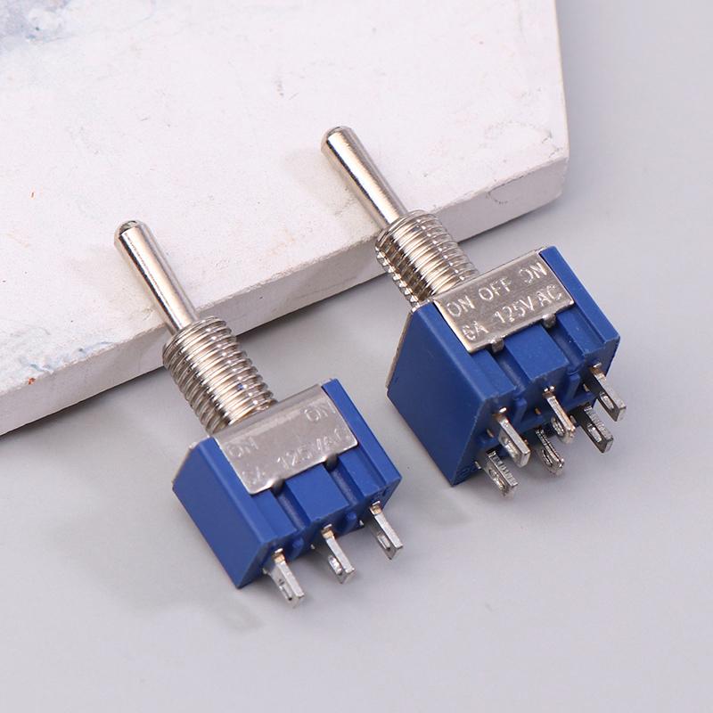 Mini Toggle Switch 3 Position 2 Position 3-Pin 6-Pin ON OFF ON DPDT DPST 6A 125VAC 3A 250VAC Latching Flat Handle For Car
