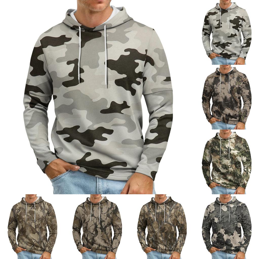 Men's Loose-fitting Casual Camouflage Print Hooded Sweatshirt