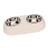 Double Pet Bowls Prevent Slip Stainless Steel Pet Food Water Bowls with Bowknot Decor Holder for