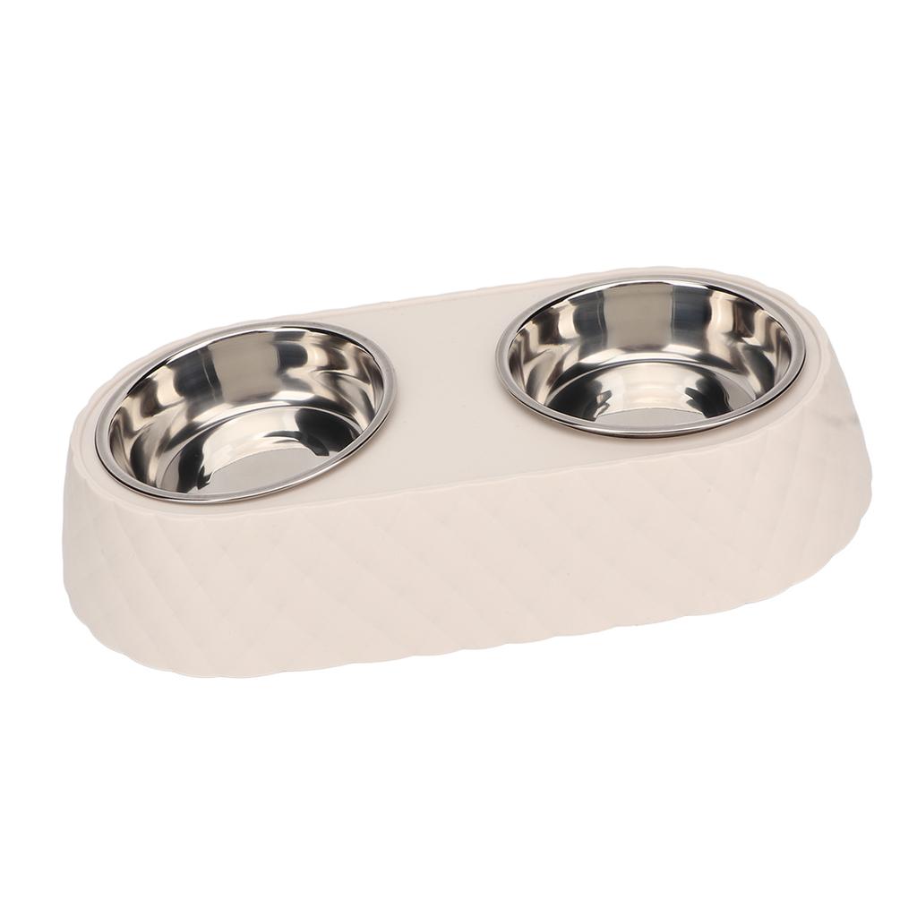 Double Pet Bowls Prevent Slip Stainless Steel Pet Food Water Bowls with Bowknot Decor Holder for