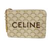 Used 10431 Logo Coin & Card Case 10C662CA2.01BC 7943 Macadam Arc De Triomphe Ivory Gold Key Ring White Unisex from