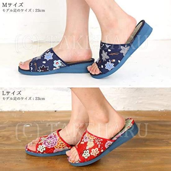 Tatami Made in Tatami Rush Grass Peony 820 LL [Takeharu] Women's Slippers, Japan, Slippers, Red,