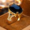 Male Female Luxury Big Black Oval Stone Engagement Ring Vintage Wedding Jewelry For Men Women